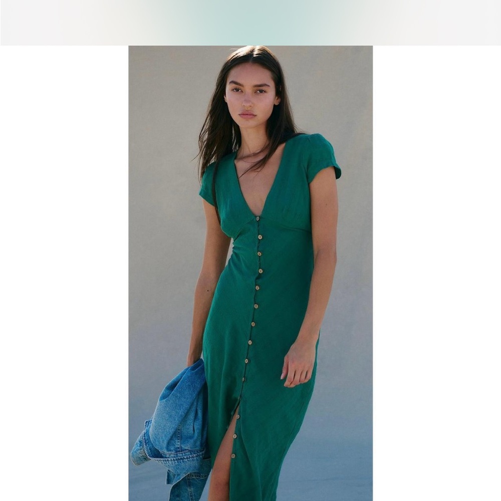 Free People ‘New in Town’ Green Midi Dress